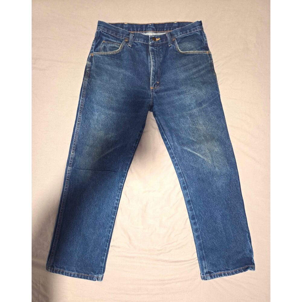 Wrangler Mens Relaxed Fit Jeans Size 36x29 Blue 100% Cotton Heavyweight Denim